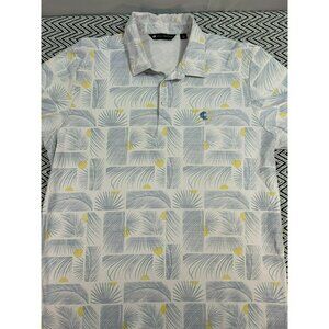 Travis Mathew Men's XL Polo Shirt White/Blue/Yellow Palm Travis Mathew Peru